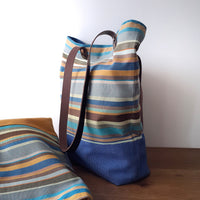 Tote rayas / base azul o mastaza