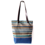 Tote rayas / base azul o mastaza