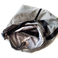 Bolso Hobo vichy blanco-negro