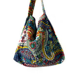 Hobo bordado Kantha- azul