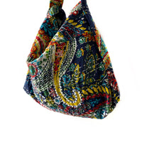 Hobo bordado Kantha- azul