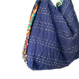 Hobo bordado Kantha- azul