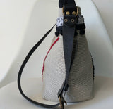 Bolso Shopper gris piedra con bordado hindú negro