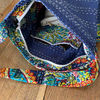 Hobo bordado Kantha- azul