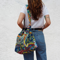 Hobo bordado Kantha- azul