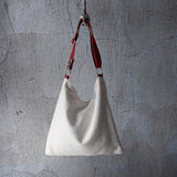 Bolso Hobo blanco marfil y rayas